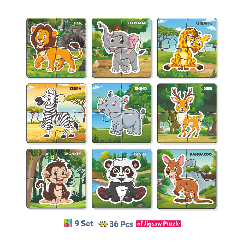 Kids 4Pcs Puzzle - Wild Animals - Aryans Eduworld