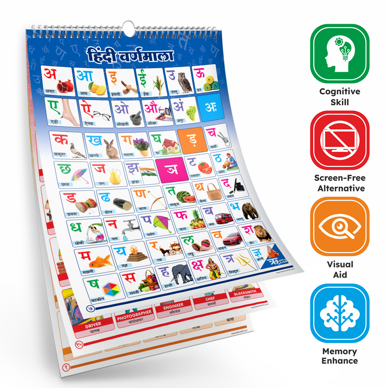 Look N Learn Hindi & English Educational Chart | 20 Subjects | 14x19 inch | 10 Pages Front & Back | Kids Age 2+