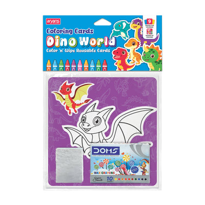 Coloring cards - Dino World, Color N Wipe Reusable Cards