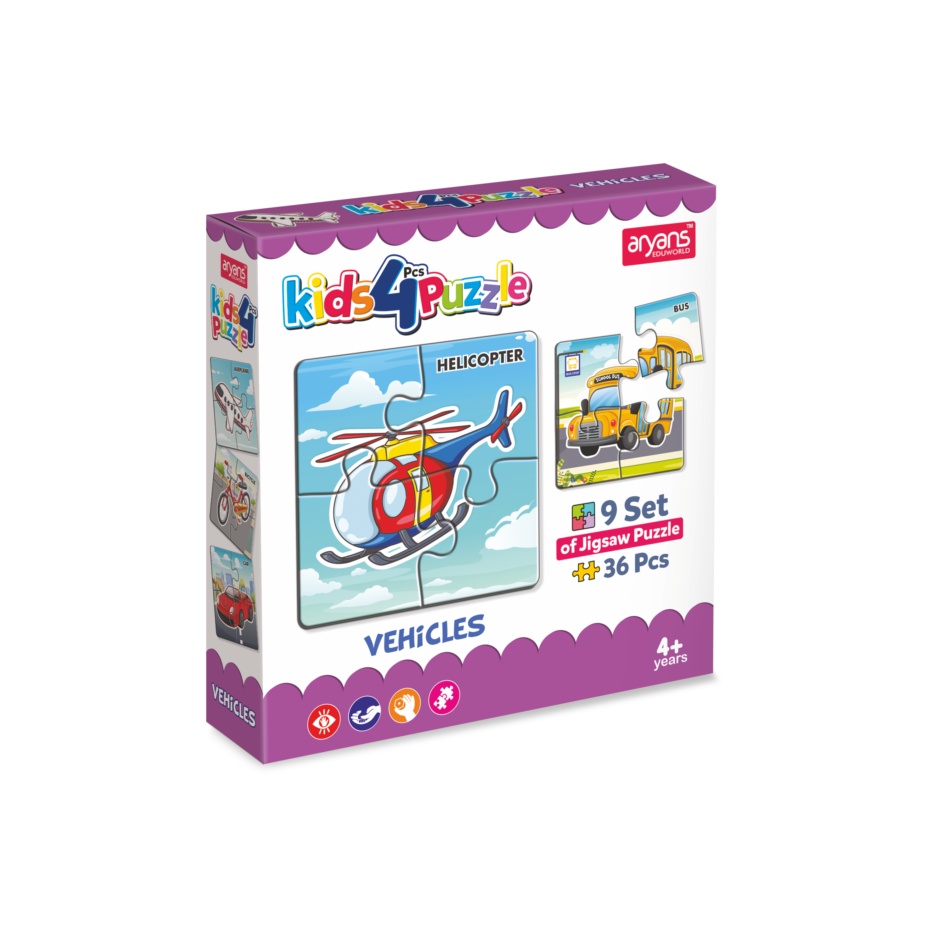 Kids 4Pcs Puzzle (Vehicles) - Aryans Eduworld