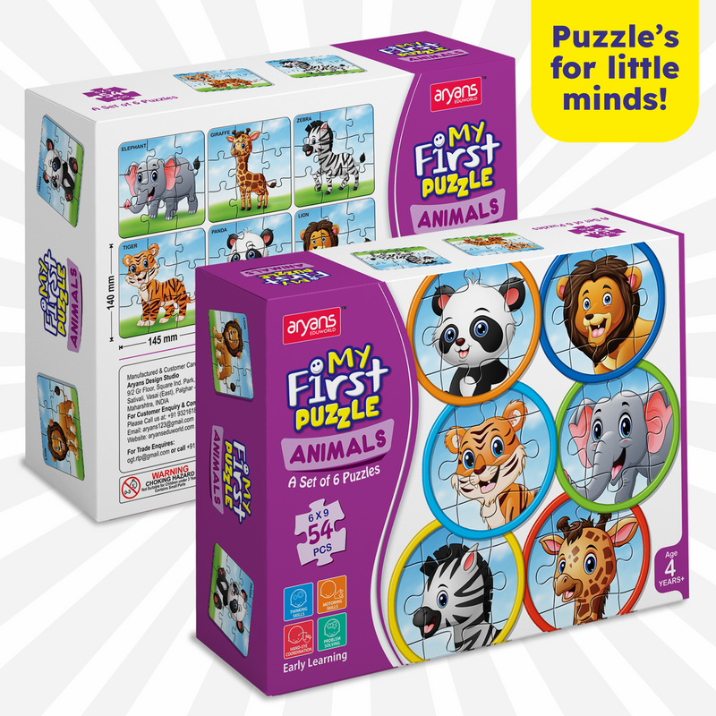 Aryans Eduworld My First Puzzle Animals for Kids Set of Edu Puzzles 54 Pcs Puzzle Age 4+