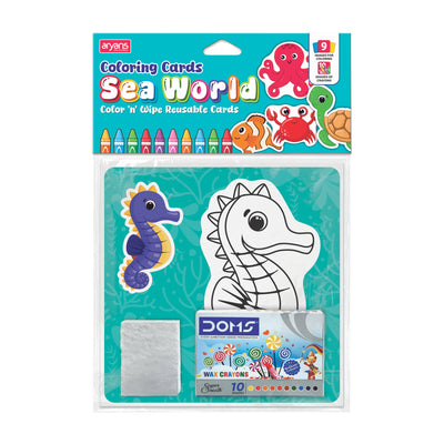 Coloring cards - Sea World, Color N Wipe Reusable Cards