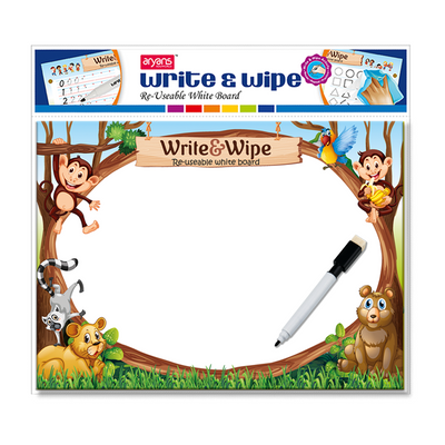 Write & Wipe Reusable Writing Board (A4 Size) (Jungle)