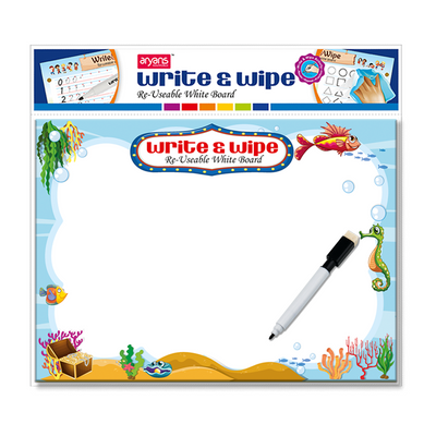 Write & Wipe Reusable Writing Board (A4 Size) (Aqua)