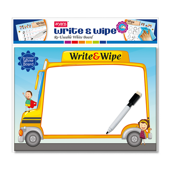 Write & Wipe Reusable Writing Board (A4 Size) (School Bus)