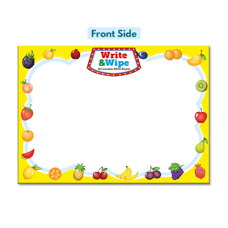 Write & Wipe Reusable Writing Board (A4 Size) (Fruits)